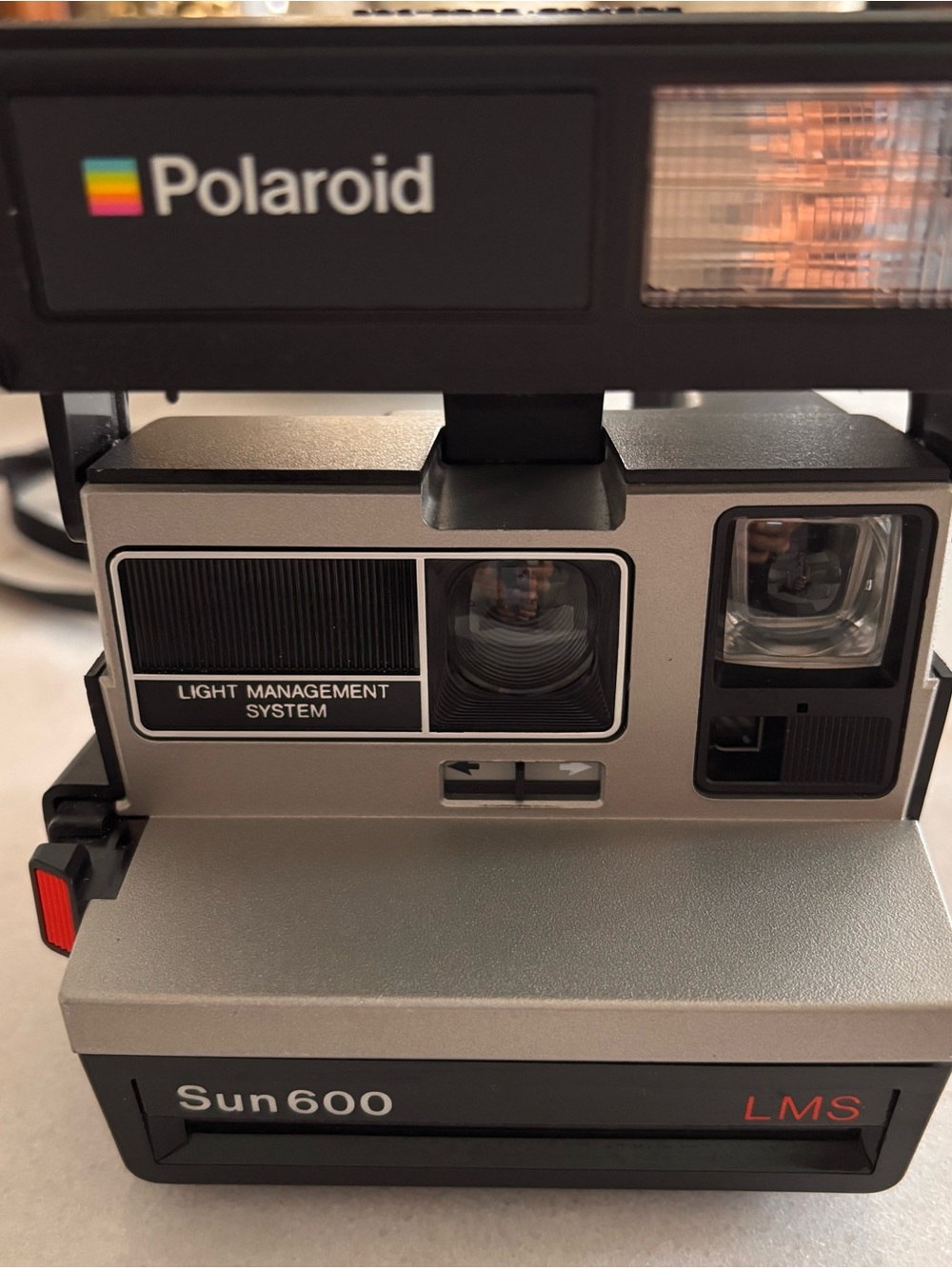 Vintage Polaroid Sun 600 LMS Instant Film Camera - Silver & Black
